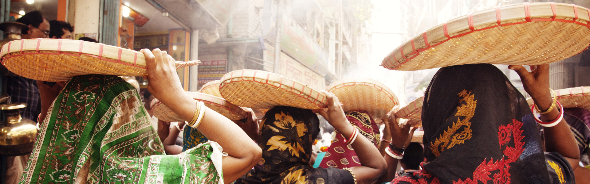 Women with baskets in Bangladesh