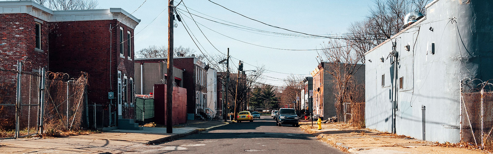 Looking down a residential/commercial city street