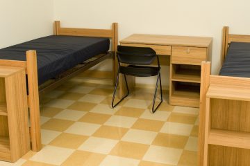 Empty college dorm room