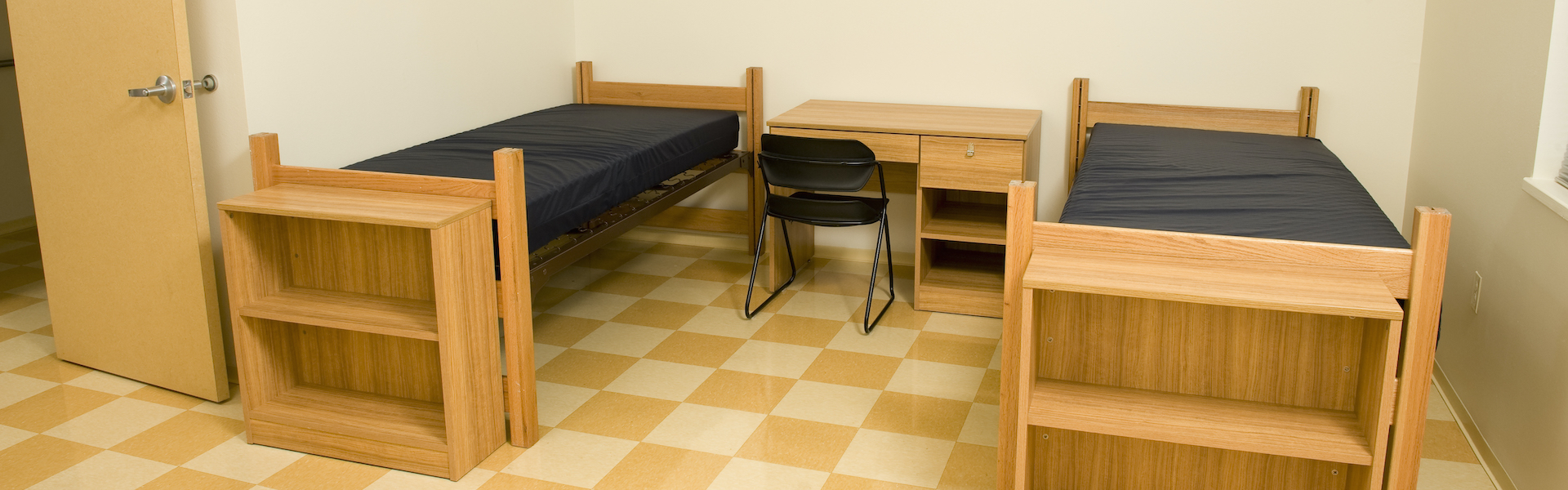 Empty college dorm room