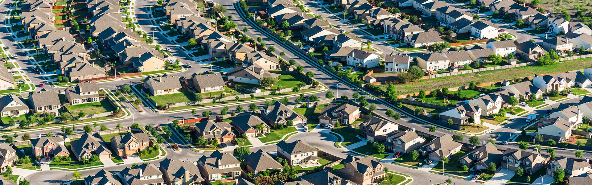 Aerial view of houses.