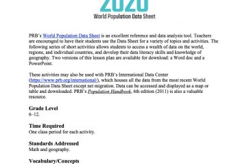 pdf cover image of 2020 World Population Data Sheet Lesson Plan