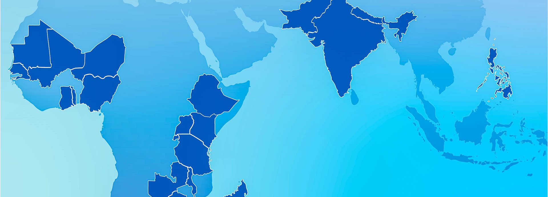 World map in blue, focused on Africa, Western Asia.