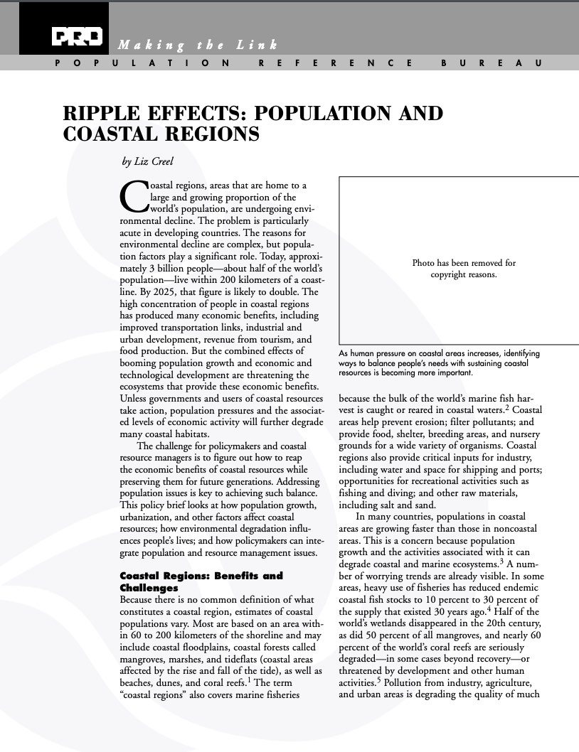 PDF cover image - Ripple Effects: Population and Coastal Regions, 2003