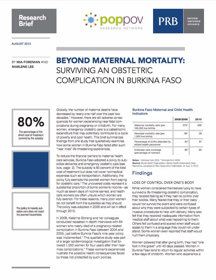 Beyond Maternal Mortality: Surviving an Obstetric Complication in ...